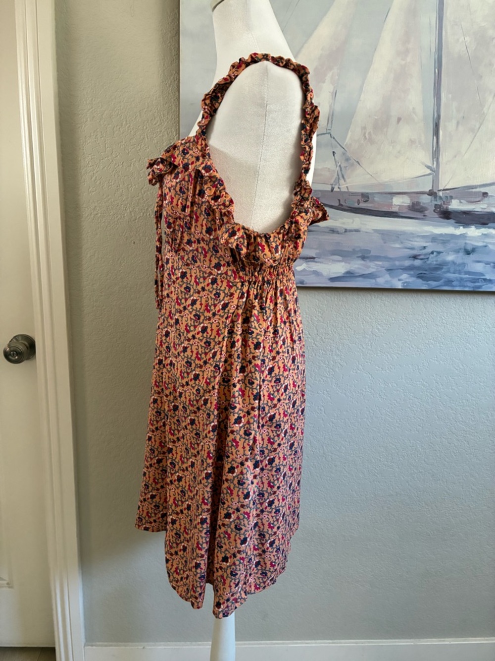 Angie Rust Floral Ruffle Mini Dress - Picture 3 of 7